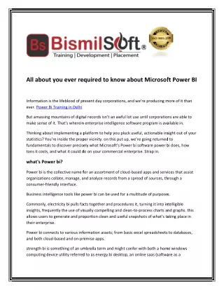 All about you require to know about Microsoft Power BI