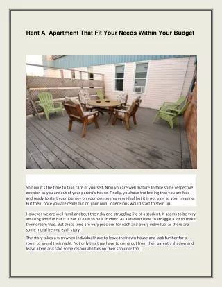 rent a apartment that fit your needs within your