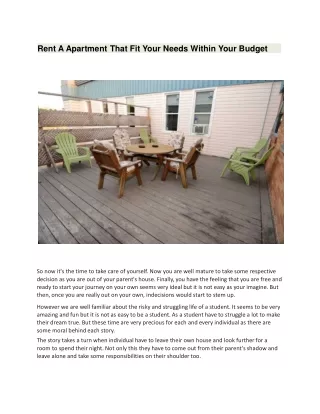 rent a apartment that fit your needs within your