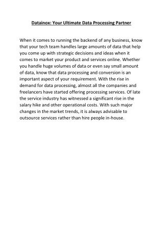 datainox your ultimate data processing partner