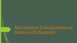 Best Selenium Training institute in Chennai with Placement