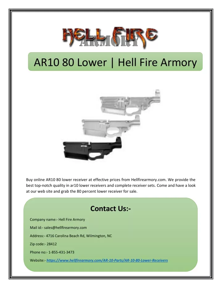 ar10 80 lower hell fire armory