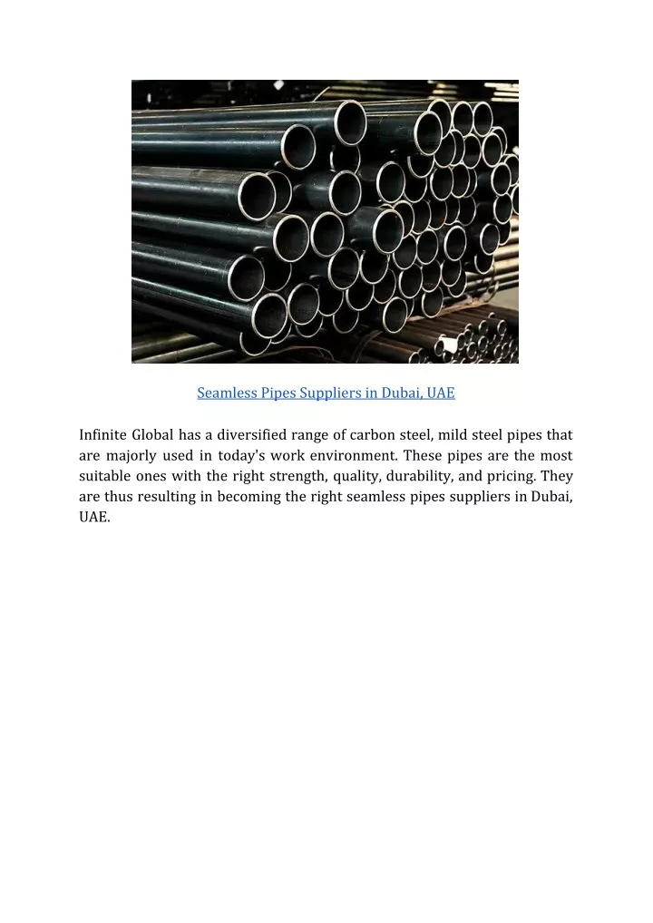 seamless pipes suppliers in dubai uae infinite