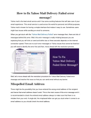 how to fix yahoo mail delivery failed error
