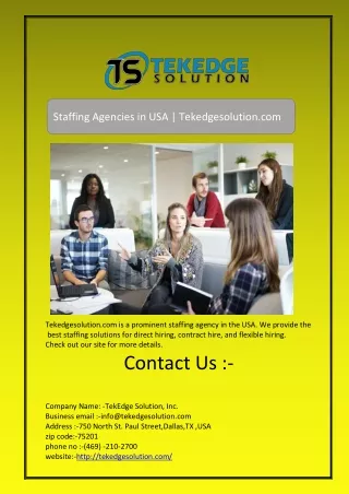 Staffing Agencies in USA | Tekedgesolution.com