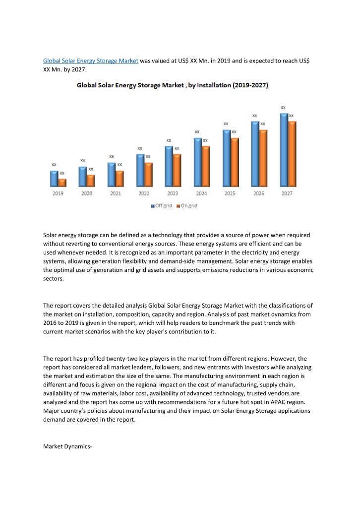 global solar energy storage market was valued