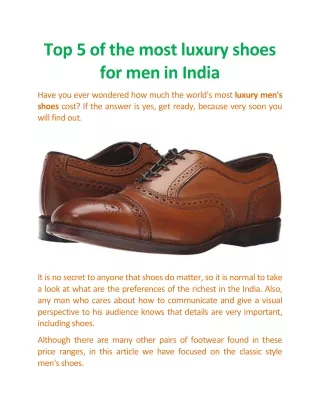 Top 5 of the most luxury shoes for men in India