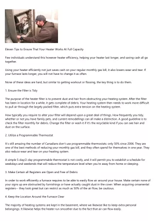 eleven tips to ensure that your heater works