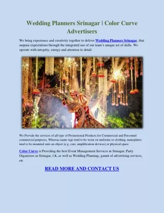 Wedding Planners Srinagar | Color Curve Advertisers