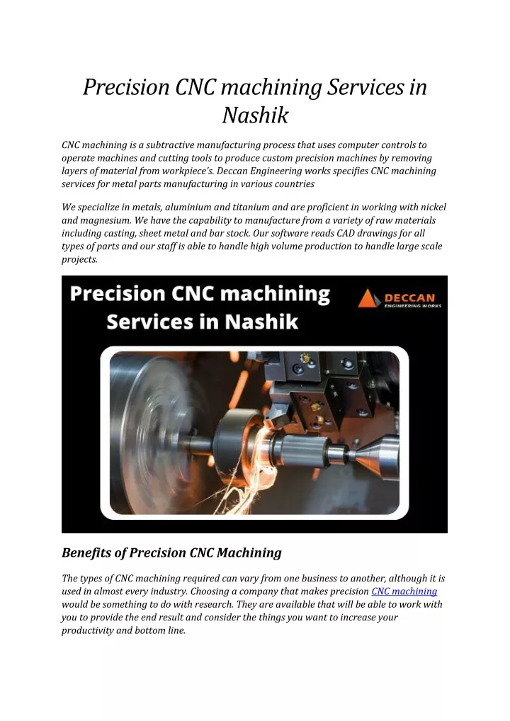 precision cnc machining services in nashik