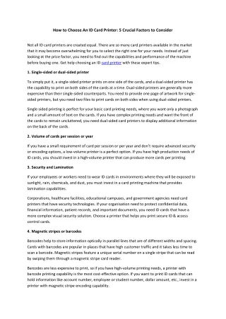 How to Choose An ID Card Printer 5 Crucial Factors to Consider