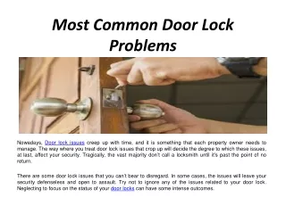 Most Common Door Lock Problems