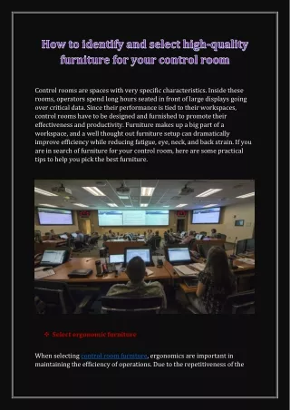 control rooms are spaces with very specific