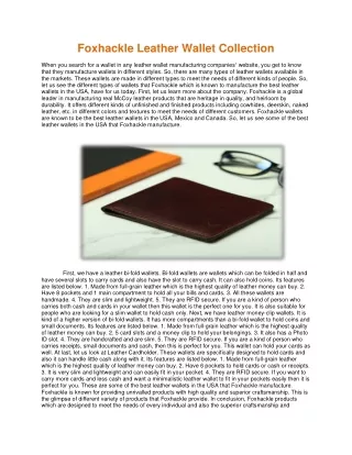 foxhackle leather wallet collection when