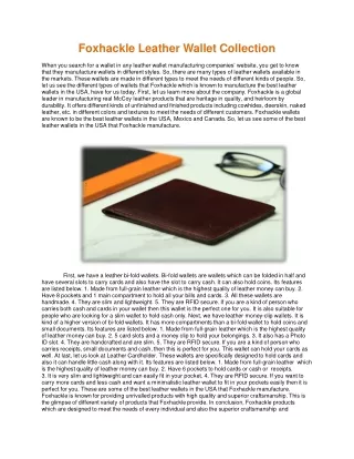 foxhackle leather wallet collection when
