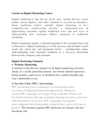 Carrier in Digital Marketing Course(2021)