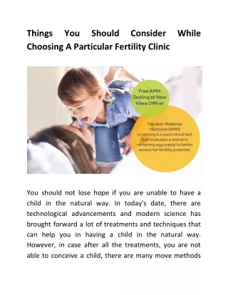 things choosing a particular fertility clinic