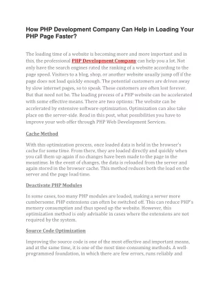 how php development company can help in loading