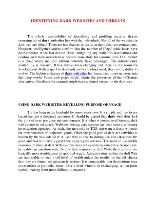 identifying dark web sites and threats