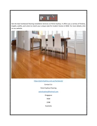 Hardwood Flooring Services NSW | Petrelsydney.com