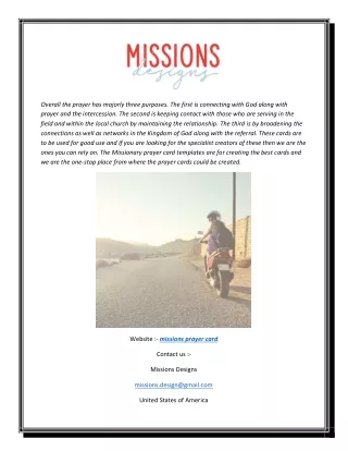 Missions Prayer Card | Missionsdesigns.com