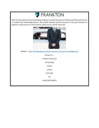 Manned Security Services in London | Franktongroup.com