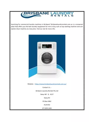 Commercial Laundry Machines Brisbane | Brisbanelaundryrentals.com.au