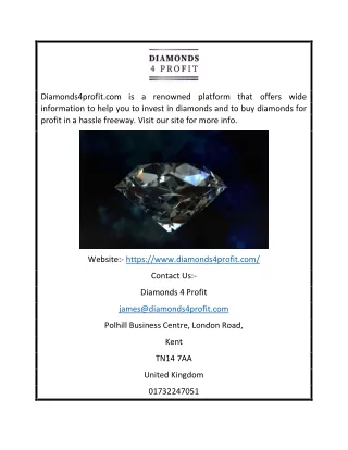 Buy Diamonds for Investment in UK | Diamonds4profit.com