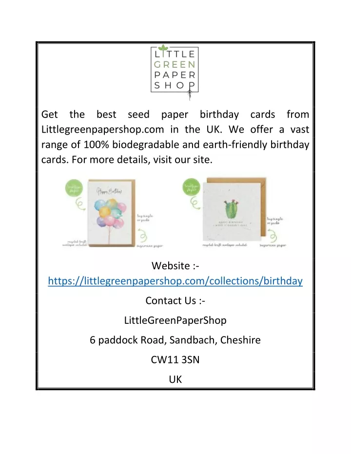 get the best seed paper birthday cards from