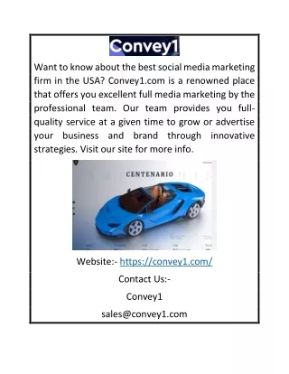 Social Media Marketing Firm in USA | Convey1.com