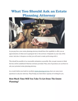 what you should ask an estate planning attorney