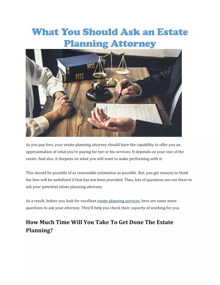 what you should ask an estate planning attorney