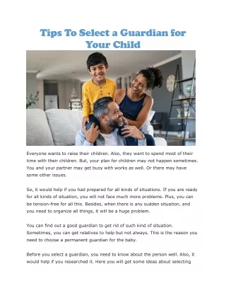 tips to select a guardian for your child