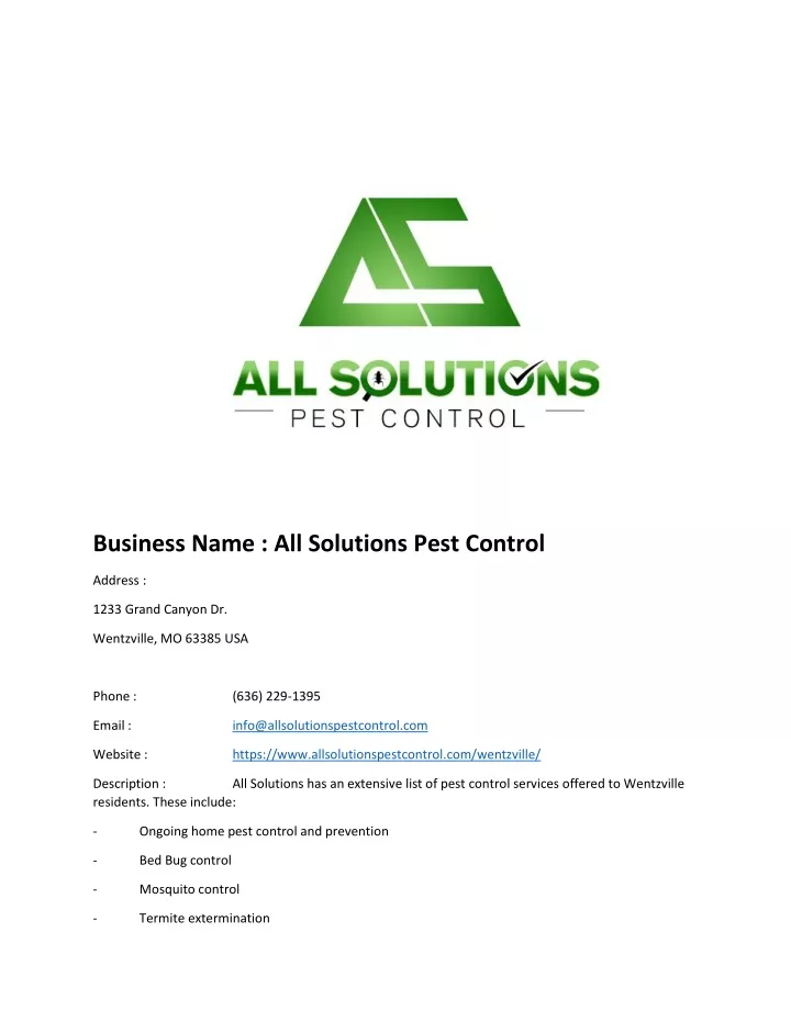 business name all solutions pest control