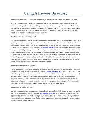 using a lawyer directory