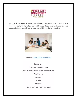Community College Malaysia | Firstcity.edu.my