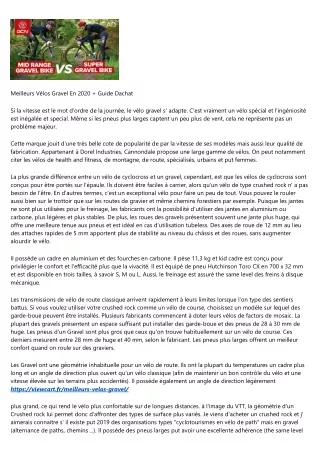 meilleurs v los gravel en 2020 guide dachat