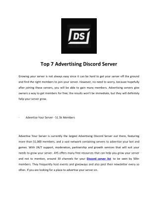 top 7 advertising discord server