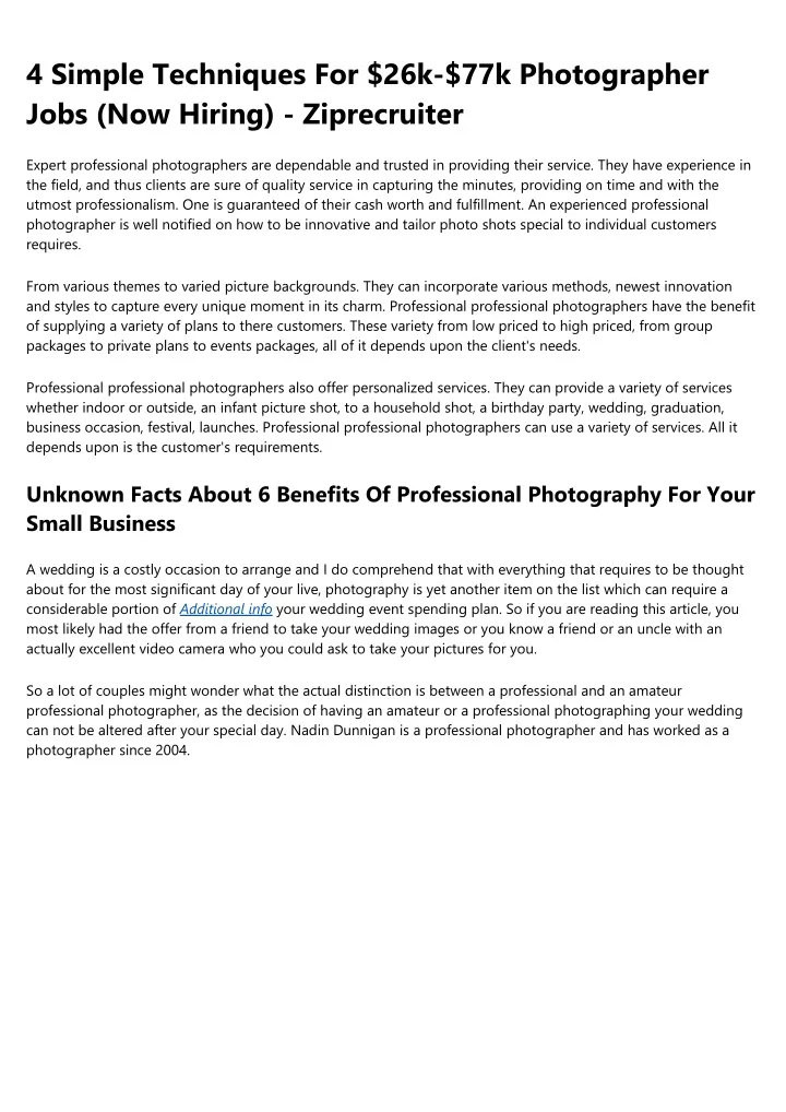 4 simple techniques for 26k 77k photographer jobs