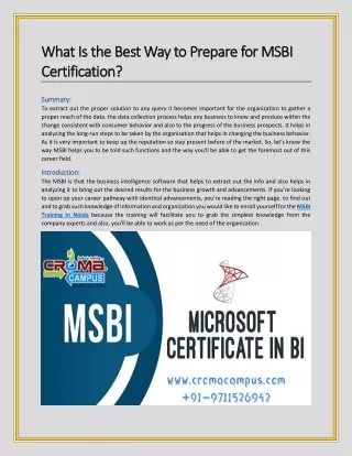 what is the best way to prepare for msbi what
