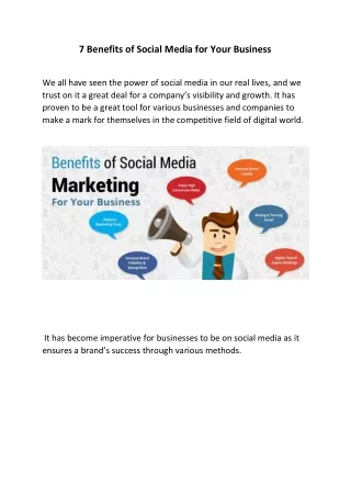 7 Benefits of Social Media for Your Business
