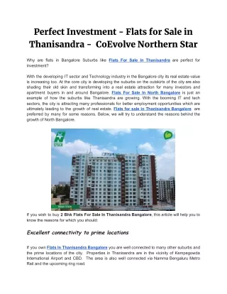 Perfect Investment - Flats for Sale in Thanisandra -  CoEvolve Northern Star
