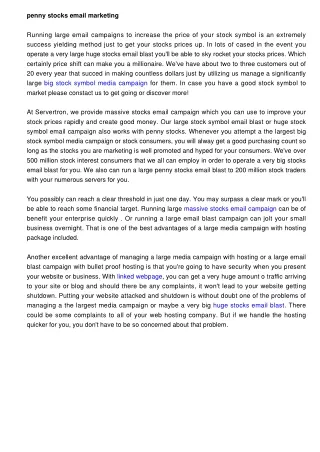 penny stocks email marketing running large email