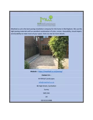Paving Builder Warlingham | Mwithall.co.uk