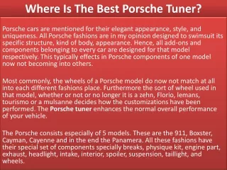 where is the best porsche tuner