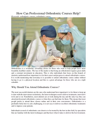 how can professional orthodontic courses help