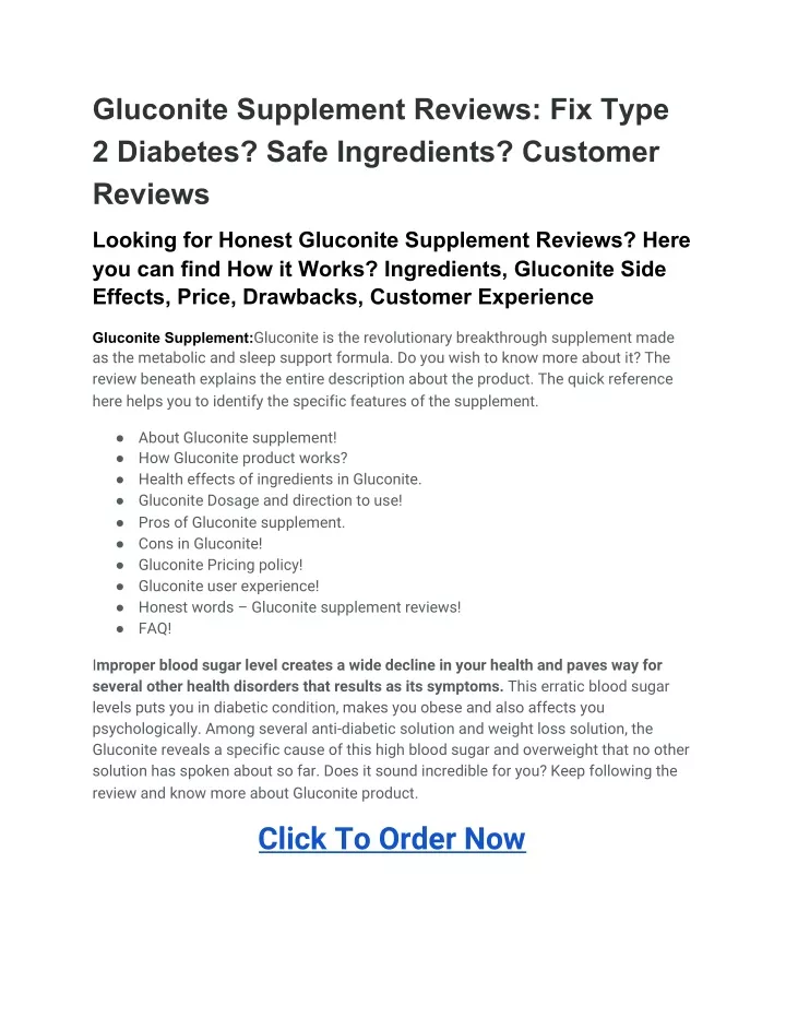 gluconite supplement reviews fix type 2 diabetes