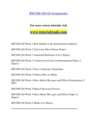 BSCOM 268 Education Organization- tutorialrank.com