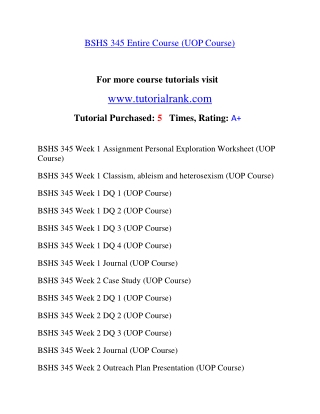 BSHS 345 Education Organization- tutorialrank.com