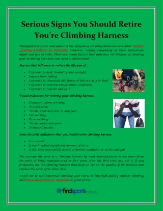 Serious Signs You Should Retire You’re Climbing Harness